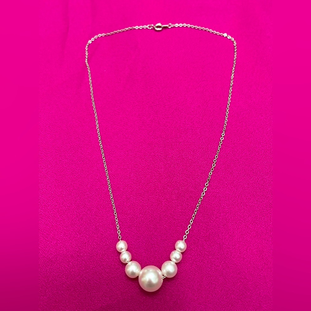 White Pearl Chain Necklace